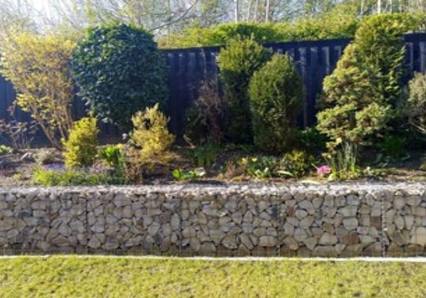 Gabion Retaining Walls with trees around in Raleigh